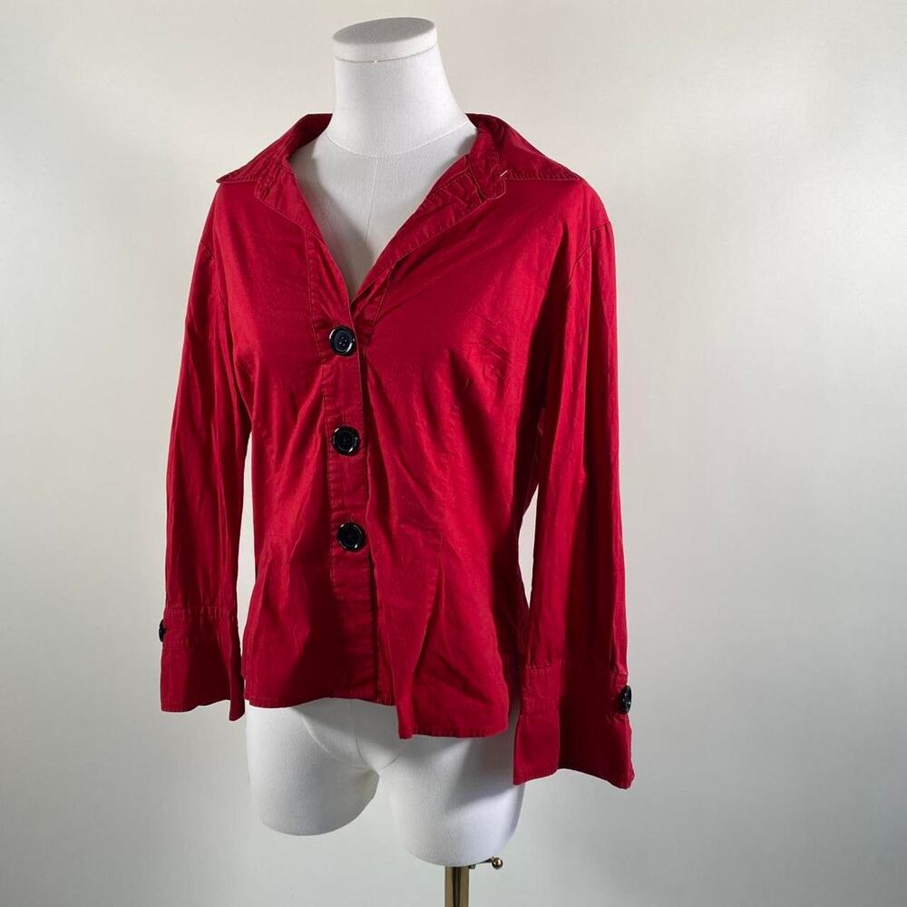 Vintage red button up blouse top